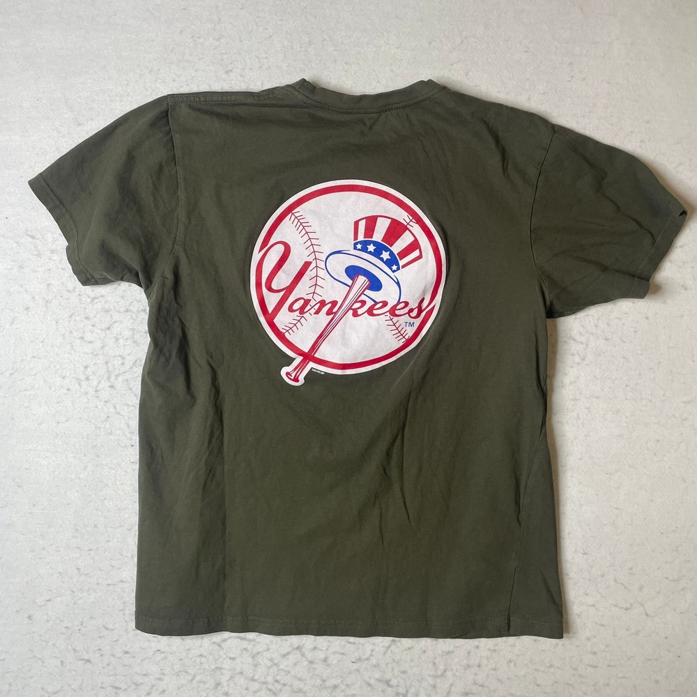 New York Yankees TShirt Green‎ Logo Baseball Adult L G Short Sleeve Cotton